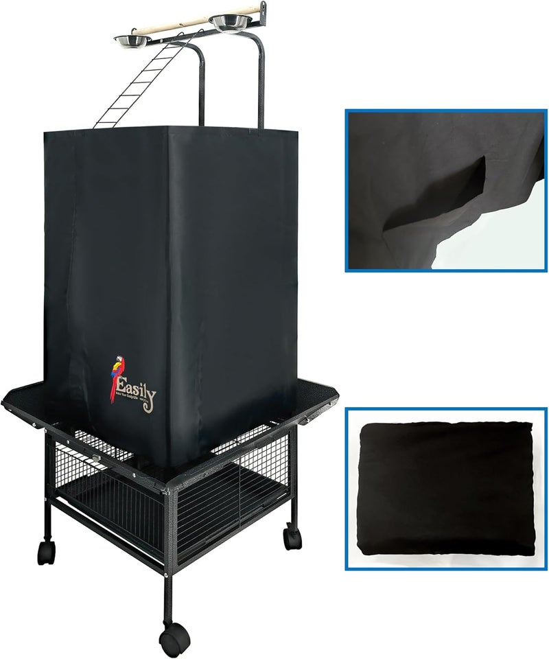 Easily Bird Cage Cover for Large Bird Cage with Play Top, Good Night Birdcage Covers, Black, 61" - Image 5